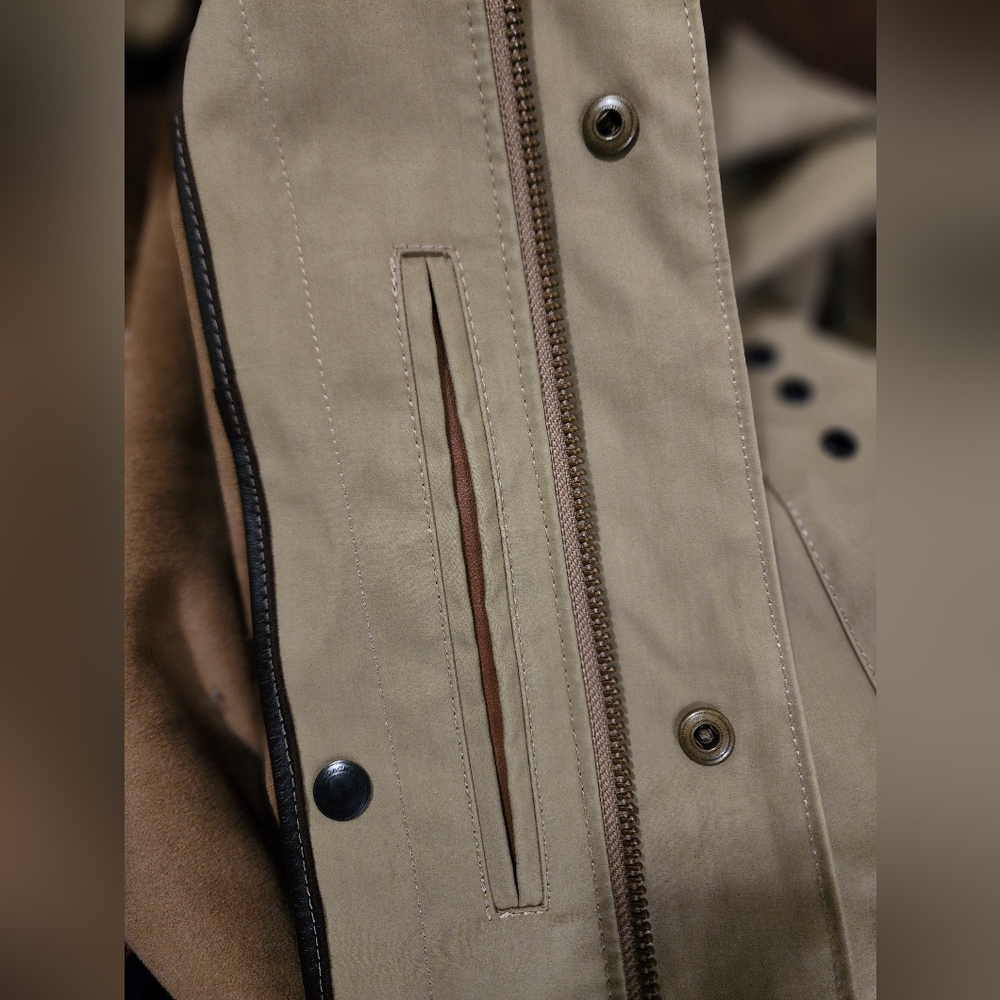 Men's Coach Khaki Tan Trench Coat Utility Jacket - Picture 14 of 17